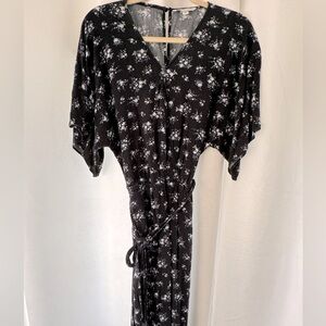 American Eagle black floral jumpsuit size S